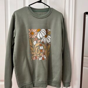 SHEIN Green Floral Sweatshirt